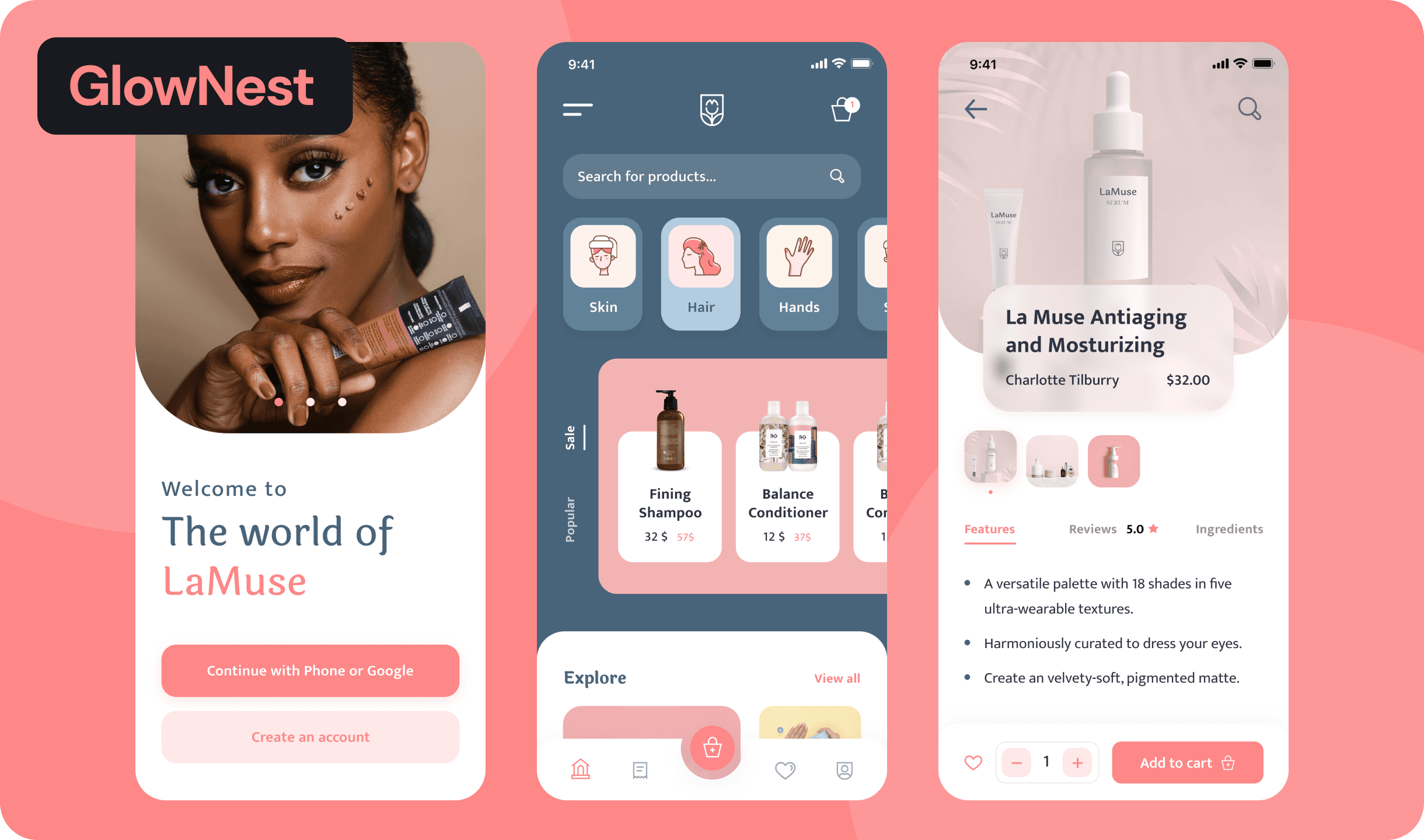 Mobile app interface showing order notifications and product listings